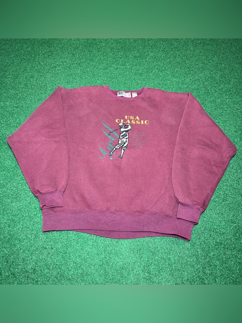 USA Classic Golf Sweatshirt Medium Boxy 24x24 Golfing Vintage Graphic Crewneck